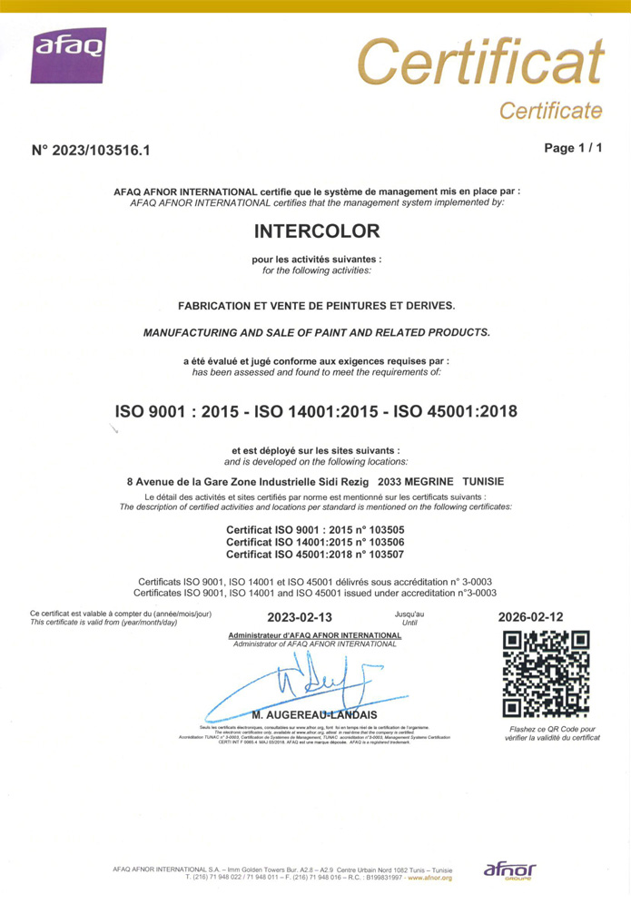 ISO14001 Intercolor ISO14001 Intercolor